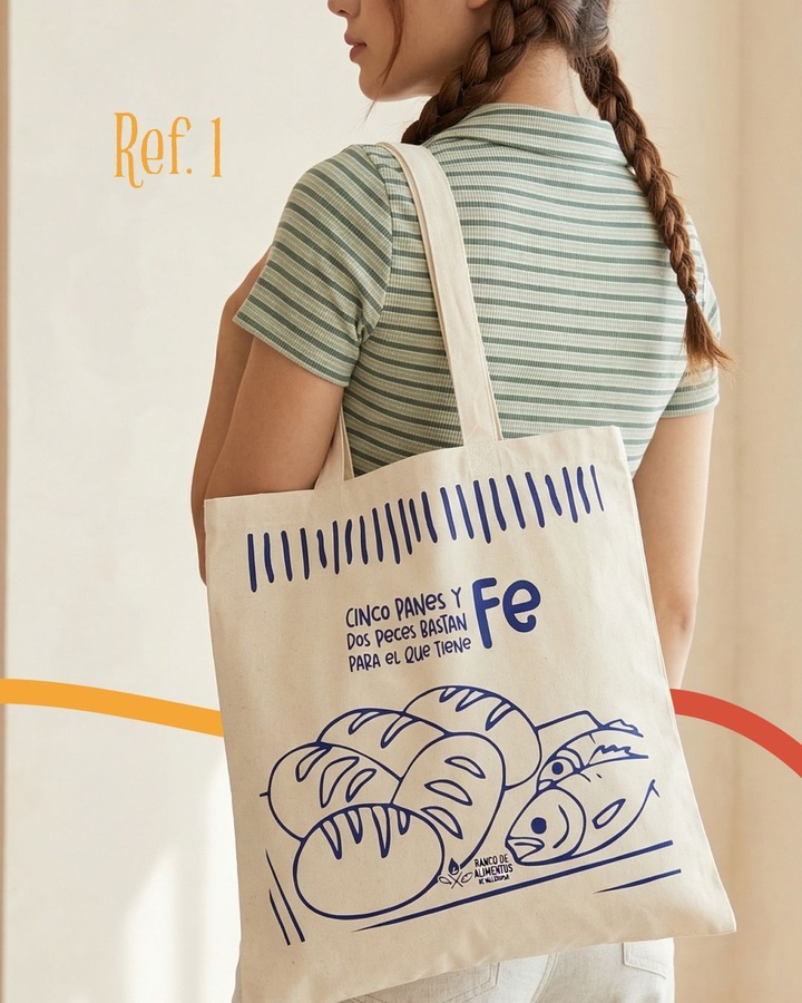 Tote bag diseño cinco panes y dos peces