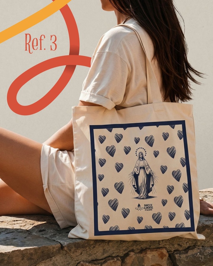 Tote bag diseño Virgen y corazones